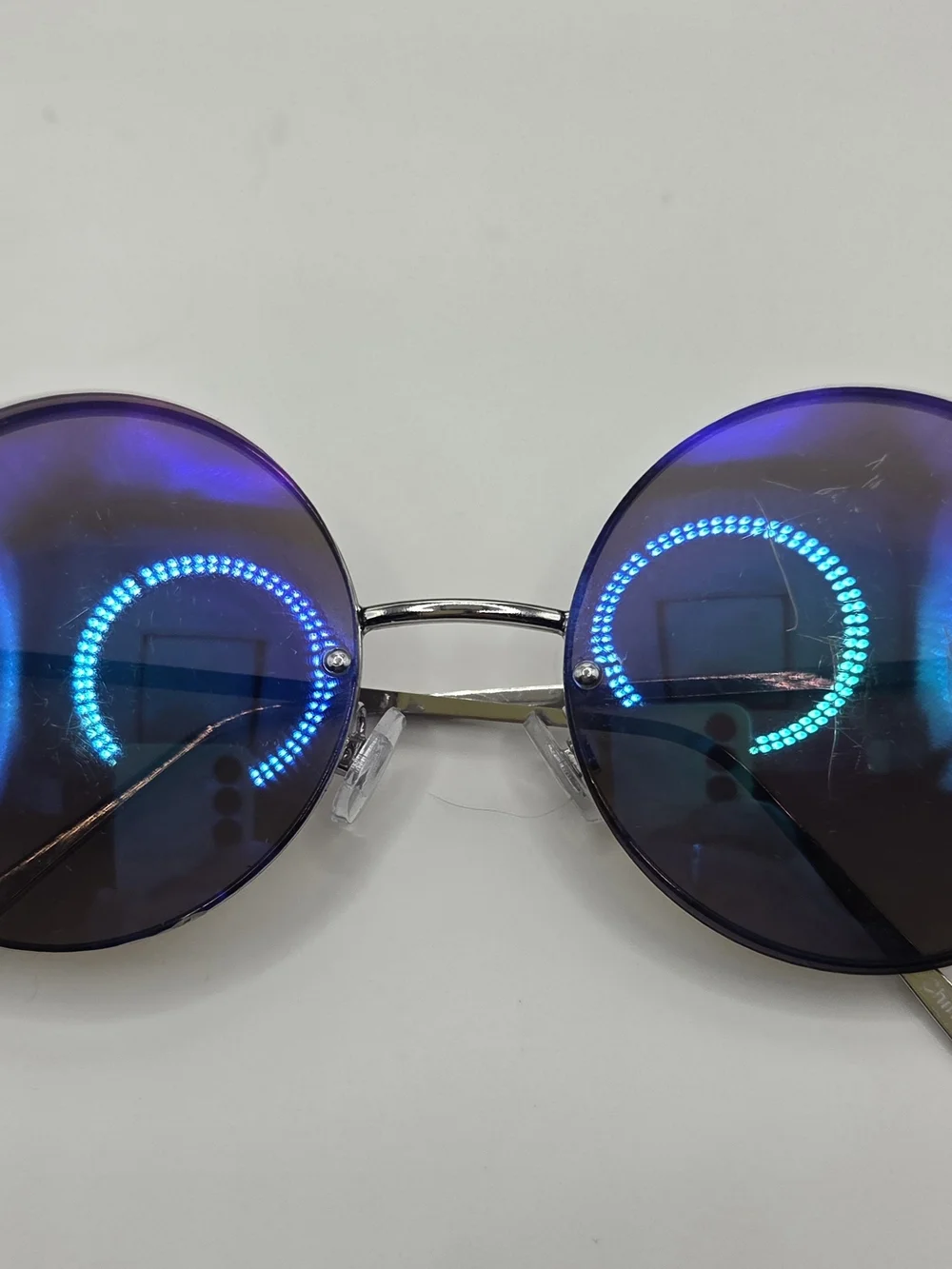 Oversized Round Reflective Blue Sunglasses